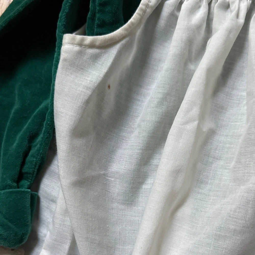Vintage Harold Square by Kathy Schuster Green Velvet Eyelet Pinafore Dress 4T